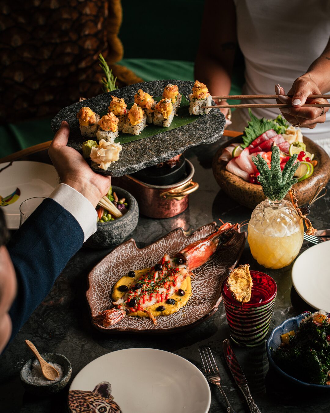 Tasting menu being shared